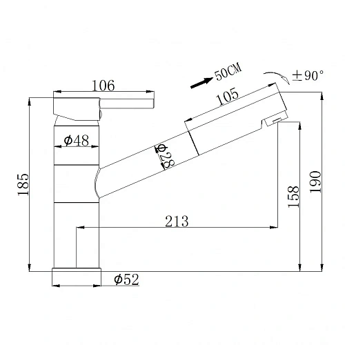 Смеситель для кухни Swedbe Selene 7041 с выдвижным изливом Смеситель для кухни Swedbe Selene 7041 с выдвижным изливом