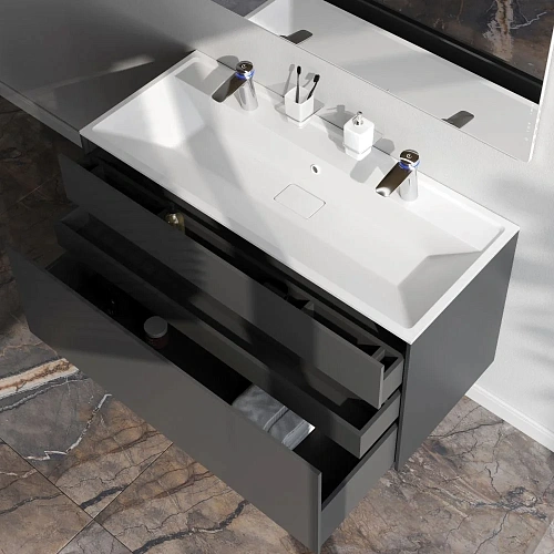 Тумба под раковину AM.PM Inspire V2.0 M50AFHX1203GM подвесная, 120 см, push-to-open, графит мато Тумба под раковину AM.PM Inspire V2.0 M50AFHX1203GM подвесная, 120 см, push-to-open, графит мато