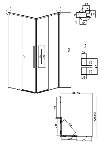 Душевой уголок GROSSMAN Galaxy 1/2.K33.01.10.42.00-1/2.K33.01.80.42.00 (100х80х195) раздвижная,графит сатин,стекло прозрачное Душевой уголок GROSSMAN Galaxy 1/2.K33.01.10.42.00-1/2.K33.01.80.42.00 (100х80х195) раздвижная,графит сатин,стекло прозрачное