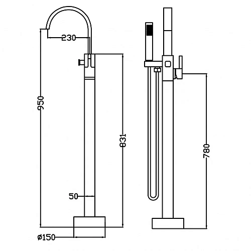 Смеситель для ванны Swedbe Spira 4003 напольный Смеситель для ванны Swedbe Spira 4003 напольный