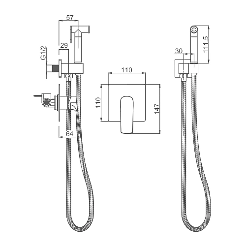 Гигиенический душ Splenka S30.53 встраиваемый, хром Гигиенический душ Splenka S30.53 встраиваемый, хром
