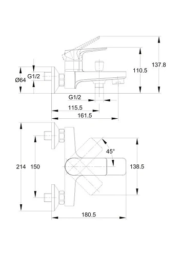 Смеситель для ванны Cersanit NATURE (A63064) однорычажный 63064 Смеситель для ванны Cersanit NATURE (A63064) однорычажный 63064