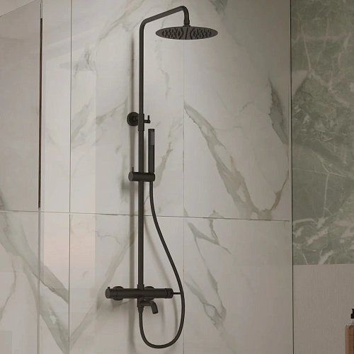 Душевая система Vincea Villa VSFS-1VL1MB с изливом, черная Душевая система Vincea Villa VSFS-1VL1MB с изливом, черная