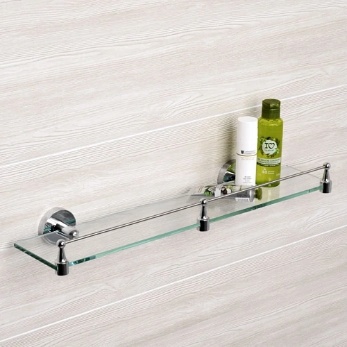 Полка WasserKRAFT Rhein K-6244 стеклянная с бортиком хром Полка WasserKRAFT Rhein K-6244 стеклянная с бортиком хром