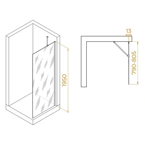 Душевая перегородка RGW WA-110B 800 мм 351011008-34 Душевая перегородка RGW WA-110B 800 мм 351011008-34