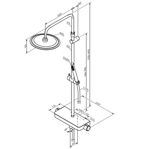 Душевая система Damixa Scandinavian Pure 936730000 хром Душевая система Damixa Scandinavian Pure 936730000 хром
