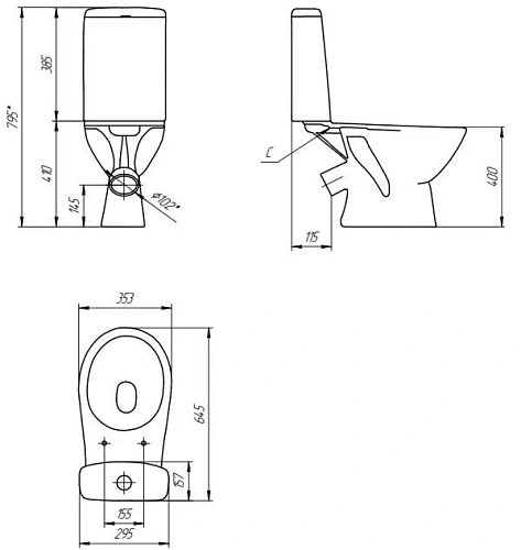 Унитаз напольный Cersanit FLAVIS (A64288) 031 3/6 DPL EO slim 64288 с сиденьем Унитаз напольный Cersanit FLAVIS (A64288) 031 3/6 DPL EO slim 64288 с сиденьем