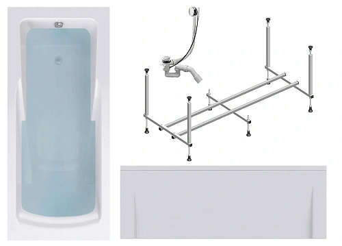 Акриловая ванна Timo HELLA1575 150x75x63 с каркасом, слив-переливом и фронтальной панелью Акриловая ванна Timo HELLA1575 150x75x63 с каркасом, слив-переливом и фронтальной панелью