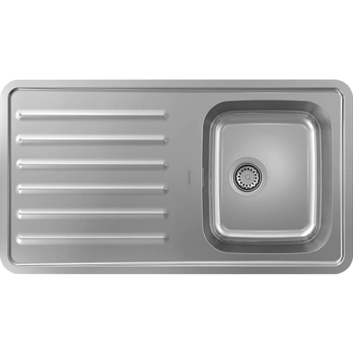 Кухонная мойка Hansgrohe S41 S4111-F340 340/400 с крылом 43340800, нержавеющая сталь встраиваемая Кухонная мойка Hansgrohe S41 S4111-F340 340/400 с крылом 43340800, нержавеющая сталь встраиваемая