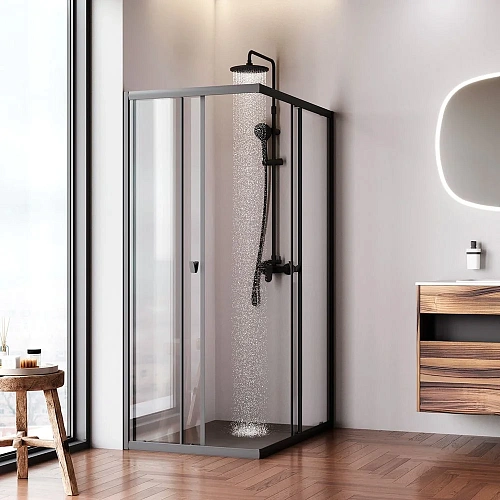 Душевой уголок AM.PM Sunny W87G-403-12080-BT 120x80 черный, стекло прозрачное Душевой уголок AM.PM Sunny W87G-403-12080-BT 120x80 черный, стекло прозрачное