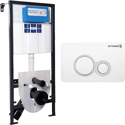Инсталляция для унитаза BETTOSERB SAVA FIX SLIM SET40006458 с клавишей смыва DUO белый/хром матовый Инсталляция для унитаза BETTOSERB SAVA FIX SLIM SET40006458 с клавишей смыва DUO белый/хром матовый