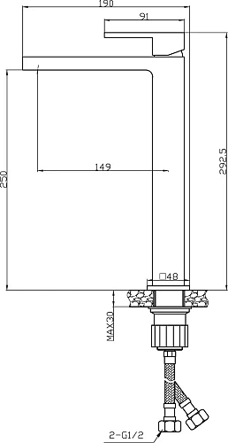 Смеситель для раковины STWORKI Нюборг NU-02b черный 550021 Смеситель для раковины STWORKI Нюборг NU-02b черный 550021