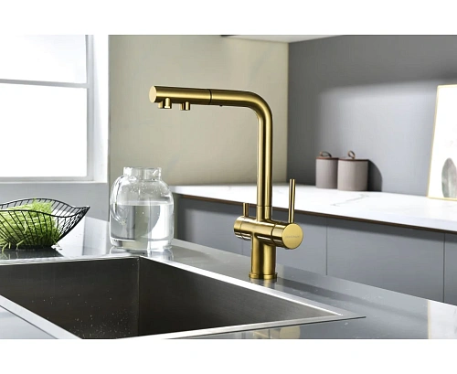 Смеситель для кухни Paulmark SERPENTINE брашированное золото Se213222-BG Смеситель для кухни Paulmark SERPENTINE брашированное золото Se213222-BG