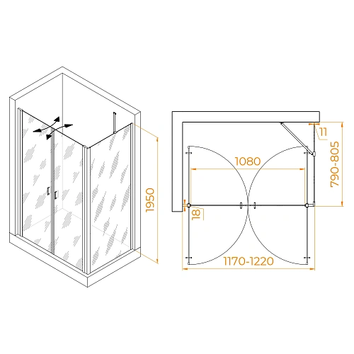 Душевой уголок RGW PA-144B (PA-104B+Z-050-2B+O-204B) 1200x800 мм 060814428-14 черный Easy Clean Душевой уголок RGW PA-144B (PA-104B+Z-050-2B+O-204B) 1200x800 мм 060814428-14 черный Easy Clean
