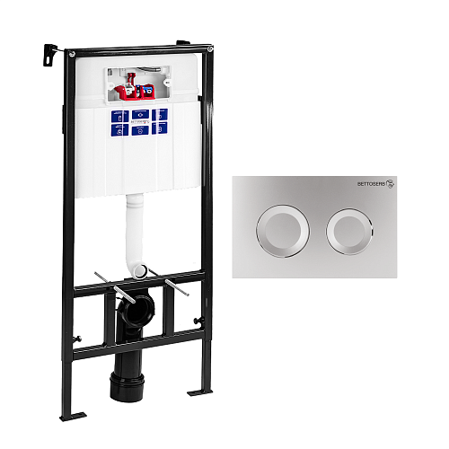 Инсталляция для унитаза BETTOSERB SAVA FIX SLIM SET40006468 с клавишей смыва COOL хром матовый Инсталляция для унитаза BETTOSERB SAVA FIX SLIM SET40006468 с клавишей смыва COOL хром матовый