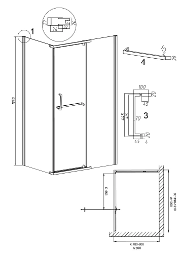 Душевой уголок GROSSMAN Pragma 100.K33.03.120.32.00-200.K33.03.80.32.00 (120х80х195) распашная,золото сатин,стекло прозрачное Душевой уголок GROSSMAN Pragma 100.K33.03.120.32.00-200.K33.03.80.32.00 (120х80х195) распашная,золото сатин,стекло прозрачное