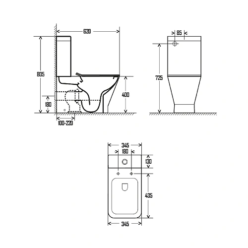 Унитаз напольный AQUAme AQM1005PRO Rimless c сиденьем SoftClose, белый глянец Унитаз напольный AQUAme AQM1005PRO Rimless c сиденьем SoftClose, белый глянец