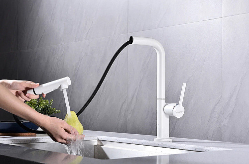 Смеситель для кухни Paulmark NEO белый матовый Ne214419-WH Смеситель для кухни Paulmark NEO белый матовый Ne214419-WH