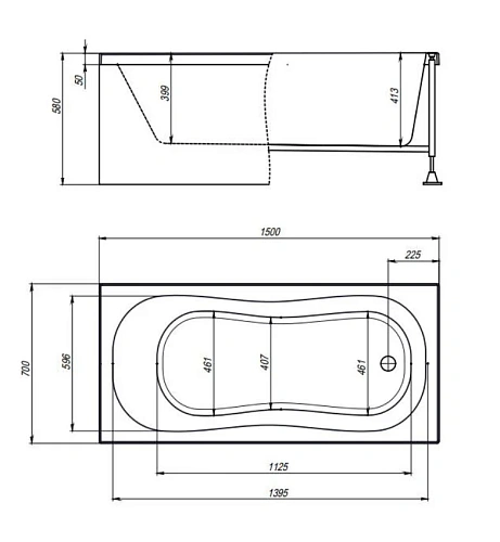 Акриловая ванна Timo INKA INKA1570-KT15-SPV1505-T-CM 150x70 гидромассажная 6 джет Акриловая ванна Timo INKA INKA1570-KT15-SPV1505-T-CM 150x70 гидромассажная 6 джет