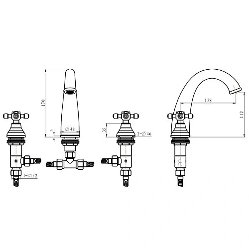 Смеситель для раковины Boheme MEDICI Presente 317-SW на 3 отверстия swarovski Смеситель для раковины Boheme MEDICI Presente 317-SW на 3 отверстия swarovski