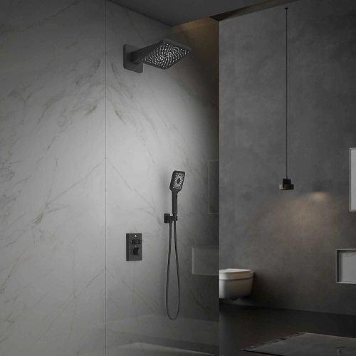 Душевая система Vincea Inspire VSFW-3I21MT4MB встраиваемый, термостатический, двухрежимный, черный Душевая система Vincea Inspire VSFW-3I21MT4MB встраиваемый, термостатический, двухрежимный, черный