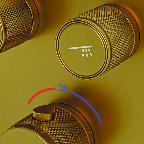 Душевая система Sancos Space SC3006BG встраиваемый с термостатом, брашированное золото Душевая система Sancos Space SC3006BG встраиваемый с термостатом, брашированное золото