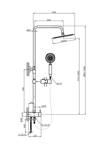 Душевая стойка BelBagno ANCONA ANCONA-DOC2FD-CRM хром Душевая стойка BelBagno ANCONA ANCONA-DOC2FD-CRM хром