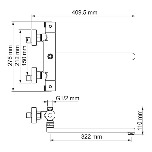 Смеситель для ванны Wasserkraft Berkel 4800 4822L Thermo термостатический 4822LT Смеситель для ванны Wasserkraft Berkel 4800 4822L Thermo термостатический 4822LT