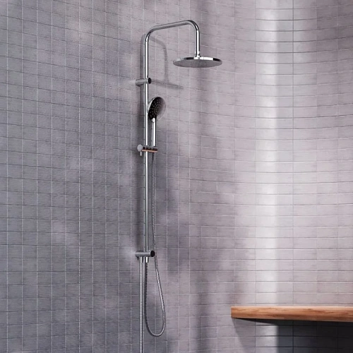 Душевая система Damixa Jupiter 977000000, верхний душ 225 мм штанга 1010 мм, хром Душевая система Damixa Jupiter 977000000, верхний душ 225 мм штанга 1010 мм, хром