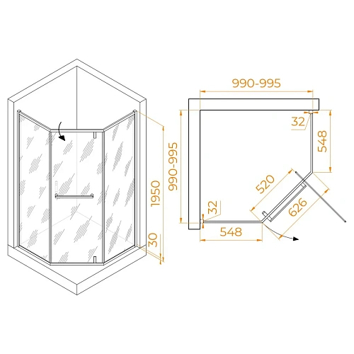 Душевой уголок RGW HO-084Gb 1000x1000 мм 350608400-016 золото brush Easy Clean Душевой уголок RGW HO-084Gb 1000x1000 мм 350608400-016 золото brush Easy Clean