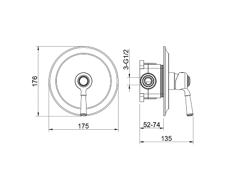 Смеситель для душа Aquatek КЛАССИК AQ1566CR Хром, встраиваемый Смеситель для душа Aquatek КЛАССИК AQ1566CR Хром, встраиваемый
