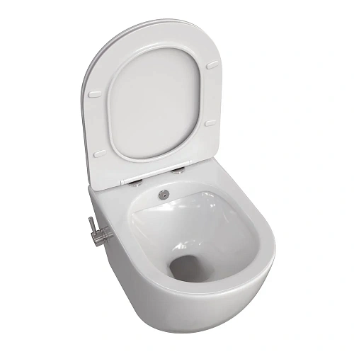 Унитаз подвесной Taliente Amato белый, с крышкой микролифт, с хром. смесителем биде AM25010+SMcromo Унитаз подвесной Taliente Amato белый, с крышкой микролифт, с хром. смесителем биде AM25010+SMcromo