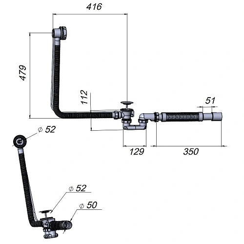 Слив-перелив AM.PM AM.PM W90A-1000-OFL 1000 мм для ванны Слив-перелив AM.PM AM.PM W90A-1000-OFL 1000 мм для ванны