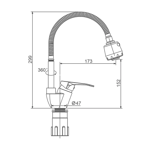 Смеситель для кухни Splenka S202.47.05 с гибким изливом, сатин Смеситель для кухни Splenka S202.47.05 с гибким изливом, сатин