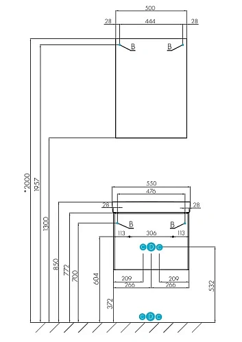 Тумба под раковину Aquaton Асти 55 белый глянец 1A263101AXD70 Тумба под раковину Aquaton Асти 55 белый глянец 1A263101AXD70