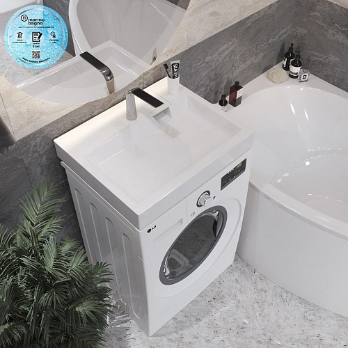 Раковина Marmo Bagno Дельта 60х50 MB-DL60-50 над стиральной машиной Раковина Marmo Bagno Дельта 60х50 MB-DL60-50 над стиральной машиной