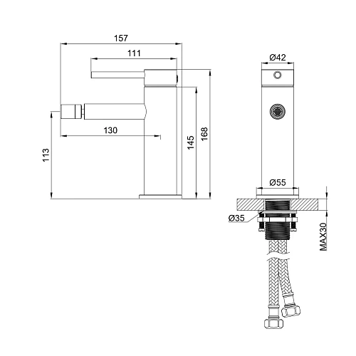 Смеситель для биде Wonzon & Woghand STICK белый матовый (WW-88339017-MW) Смеситель для биде Wonzon & Woghand STICK белый матовый (WW-88339017-MW)