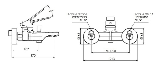 Смеситель для ванны Remer Slash SL02XV, сталь Смеситель для ванны Remer Slash SL02XV, сталь