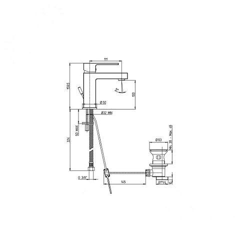 Смеситель для раковины Paini Le Mans 90CR211G35KM с донным клапаном Смеситель для раковины Paini Le Mans 90CR211G35KM с донным клапаном