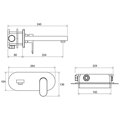 Смеситель для раковины Ravak Chrome CR 019.00 X070093 скрытого монтажа Смеситель для раковины Ravak Chrome CR 019.00 X070093 скрытого монтажа