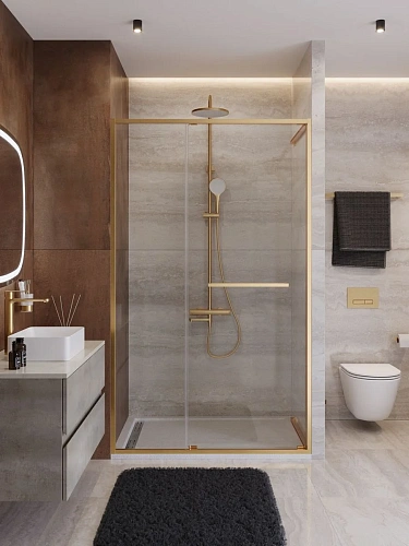 Душевая дверь CEZARES LUX-B-FS-11-120-C-BORO 120 см, профиль брашированное золото, стекло прозрачное Душевая дверь CEZARES LUX-B-FS-11-120-C-BORO 120 см, профиль брашированное золото, стекло прозрачное