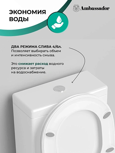 Унитаз напольный Ambassador Ritz 237K19002S (660x360x820) с тонкой крышкой Унитаз напольный Ambassador Ritz 237K19002S (660x360x820) с тонкой крышкой