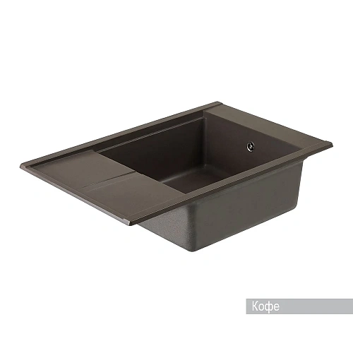 Кухонная мойка Aquaton Делия 78 1A715132DE280 из литого мрамора, прямоугольная, с крылом кофе Кухонная мойка Aquaton Делия 78 1A715132DE280 из литого мрамора, прямоугольная, с крылом кофе