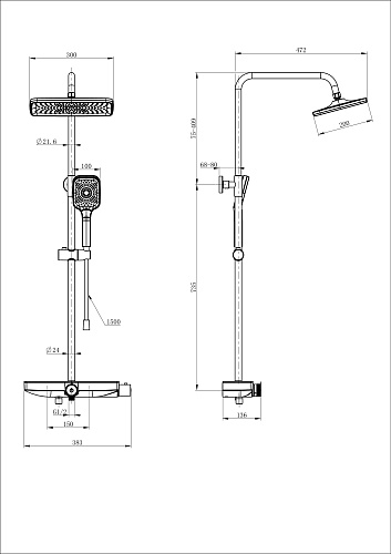 Душевая система Wonzon & Woghand с термостатом, хром (WW-B3098-A-CR) Душевая система Wonzon & Woghand с термостатом, хром (WW-B3098-A-CR)