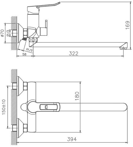 Смеситель для ванны Haiba HB22556, хром Смеситель для ванны Haiba HB22556, хром