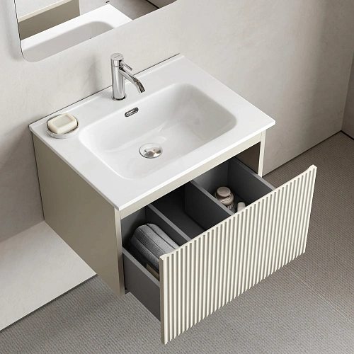 Тумба под раковину SANCOS Snob SNR1.060CE R 1.0 590х445х406 Beige Soft подвесная Тумба под раковину SANCOS Snob SNR1.060CE R 1.0 590х445х406 Beige Soft подвесная