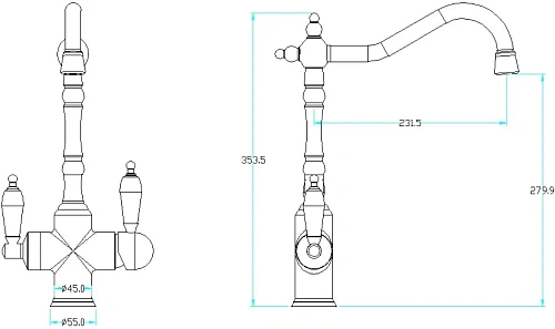 Смеситель для кухни Boheme TRADIZIONALE ORO 102 Смеситель для кухни Boheme TRADIZIONALE ORO 102