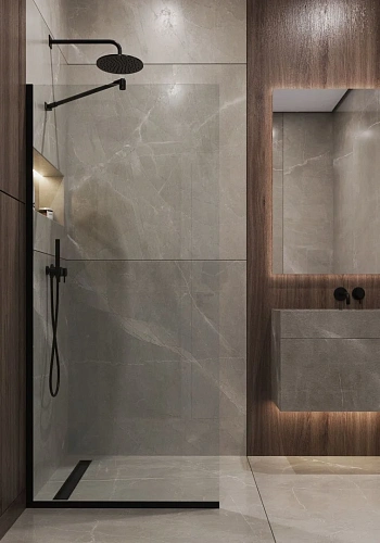 Душевая перегородка Timo TP-890/03C-8 в узком профиле черный 1950x890, стекло прозрачное 8 мм Душевая перегородка Timo TP-890/03C-8 в узком профиле черный 1950x890, стекло прозрачное 8 мм