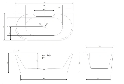 Акриловая ванна ABBER AB9296-1.7 170x80 универсальная, белая Акриловая ванна ABBER AB9296-1.7 170x80 универсальная, белая