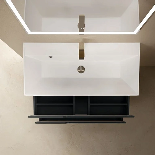 Тумба под раковину AQUAme AQM900310GM S3 подвесная 100 см антрацит Тумба под раковину AQUAme AQM900310GM S3 подвесная 100 см антрацит